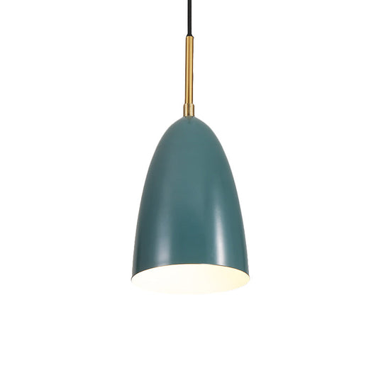 Green Macaron Bullet Pendant Ceiling Light - Sleek Metal Suspended Fixture