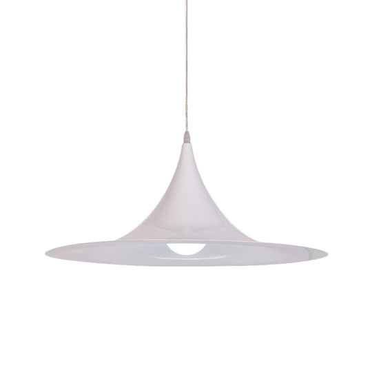 Minimalist White Trumpet Pendant Light – Aluminum 1 Bulb Hanging Ceiling Light for Dining Room