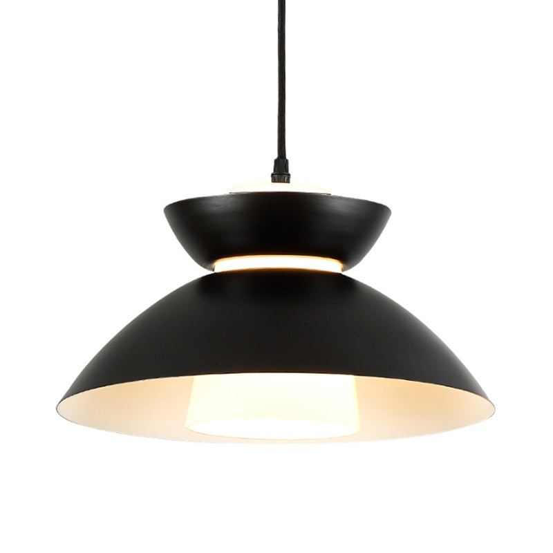 Iron Flare Pendant Light with Matte Glass Shade - Simple 1 Bulb Design in Black/Coffee