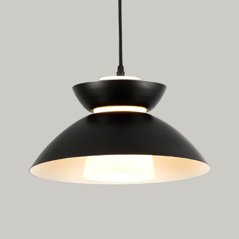 Iron Flare Pendant Light with Matte Glass Shade - Simple 1 Bulb Design in Black/Coffee