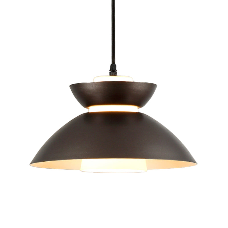 Iron Flare Pendant Light with Matte Glass Shade - Simple 1 Bulb Design in Black/Coffee