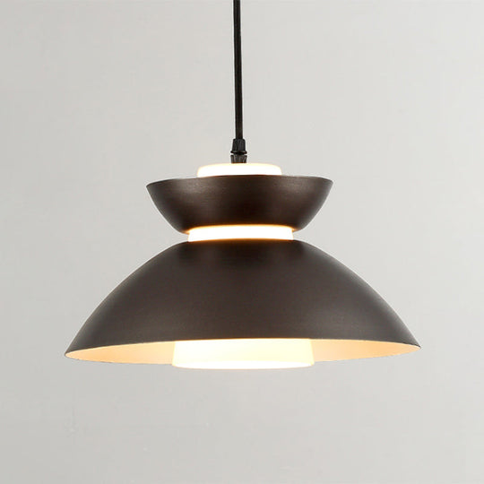 Iron Flare Pendant Light with Matte Glass Shade - Simple 1 Bulb Design in Black/Coffee
