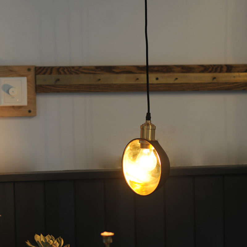 Brass and Black Inner Pot Pendant Light - Simple Metal Ceiling Lamp for Kitchen