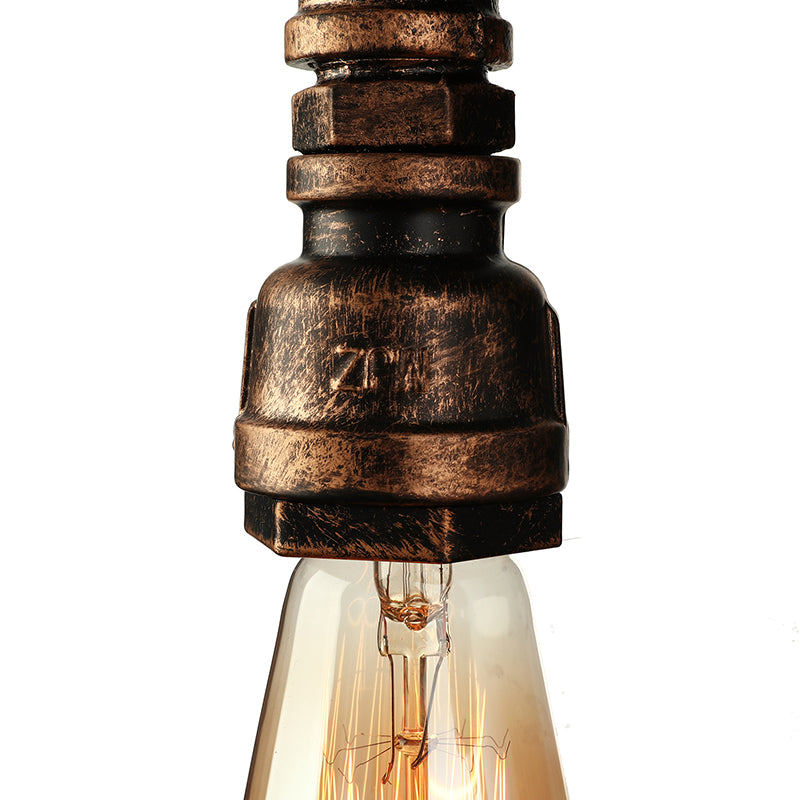 Vintage Industrial 2-Light Wall Sconce with Water Pipe Décor in Black/Antique Brass