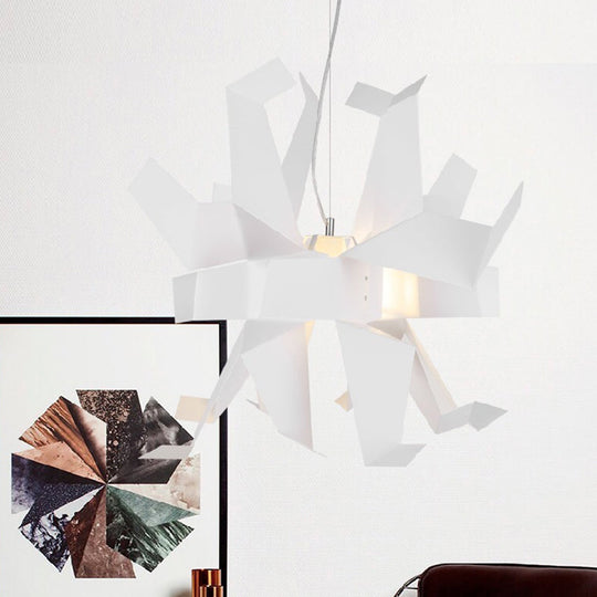 Origami Bird Pendant Lamp - White and Red Art Decor Light Fixture
