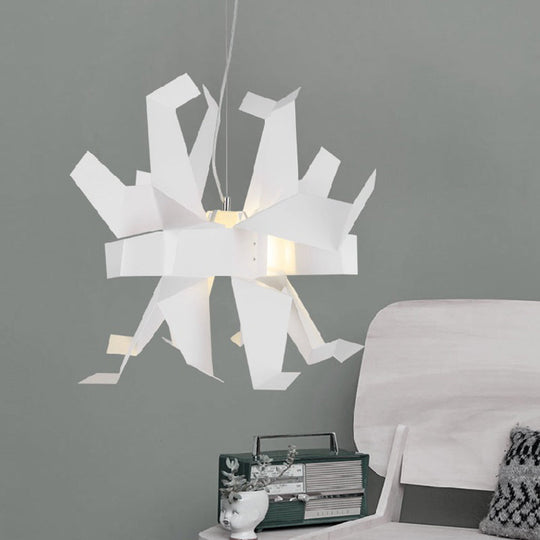 Origami Bird Pendant Lamp - White and Red Art Decor Light Fixture
