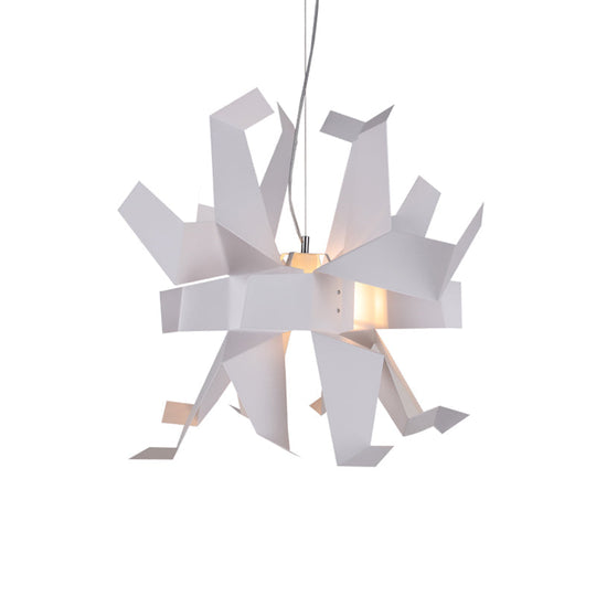 Origami Bird Pendant Lamp - White and Red Art Decor Light Fixture
