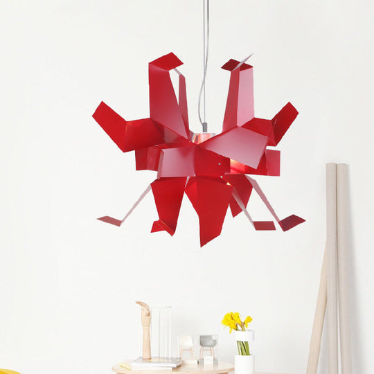 Origami Bird Pendant Lamp - White and Red Art Decor Light Fixture