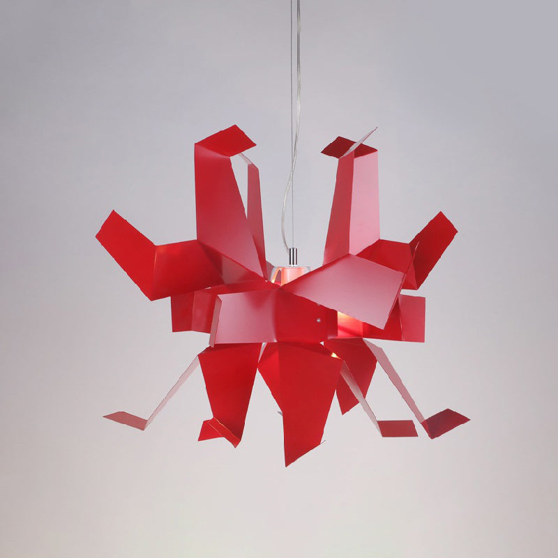 Origami Bird Pendant Lamp - White and Red Art Decor Light Fixture