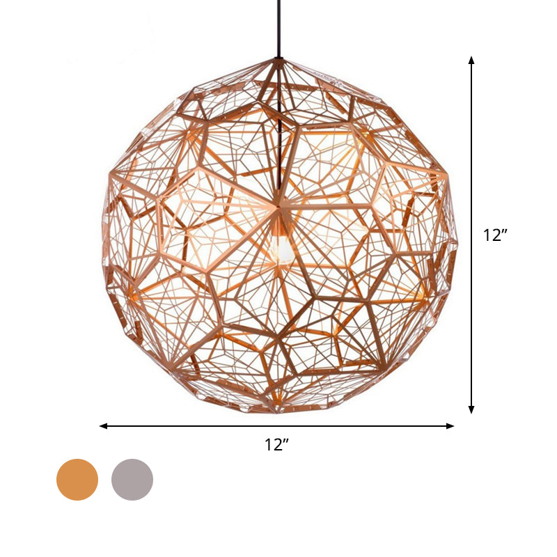 Modern Stainless Steel Rose Gold/Chrome Wire Sphere Pendant Light - Stylish Hanging Lamp Kit