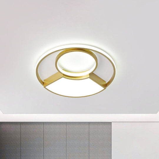 Modern Geometric Acrylic Flush Mount LED Ceiling Light, Gold Finish in Warm/White Light, 18"/22" Width