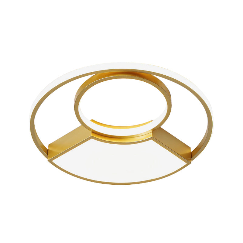 Modern Geometric Acrylic Flush Mount LED Ceiling Light, Gold Finish in Warm/White Light, 18"/22" Width