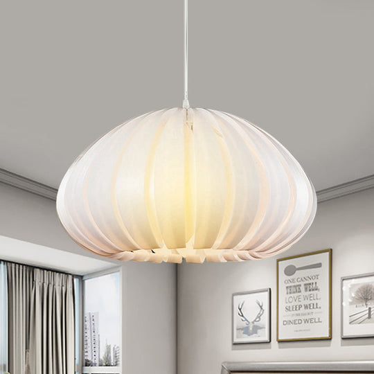 Sleek Squash Suspension Light: Acrylic Single Dining Table Pendant in White/Black with Blade Design