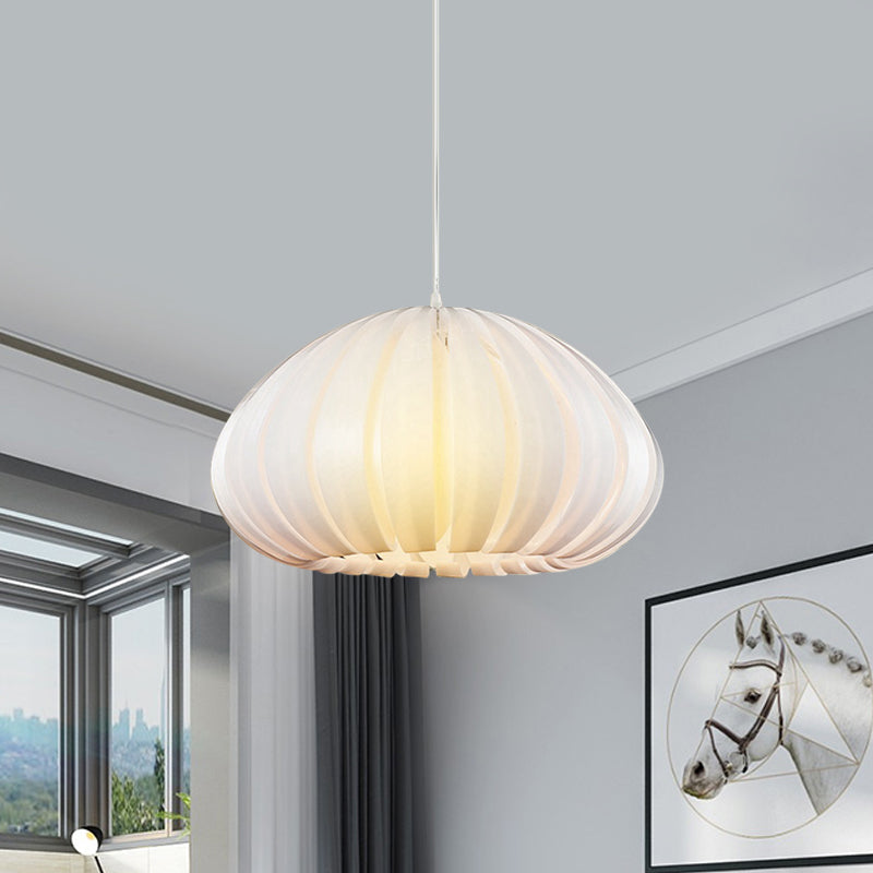 Sleek Squash Suspension Light: Acrylic Single Dining Table Pendant in White/Black with Blade Design