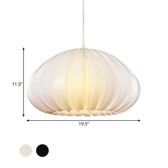 Sleek Squash Suspension Light: Acrylic Single Dining Table Pendant in White/Black with Blade Design