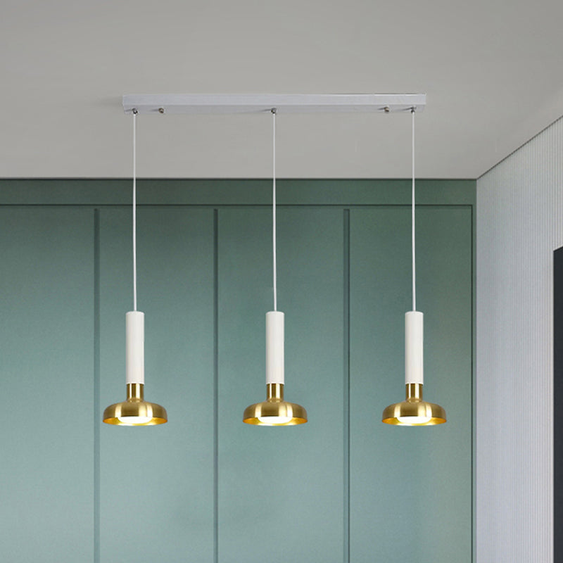 Modern Torch Multi-Pendant Metal Kitchen Bar Light - 3-Light Suspension in White/Black-Gold