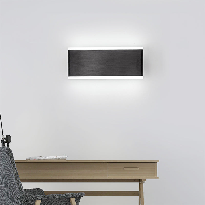 Minimalistic Black Rectangle LED Aluminum Wall Light Fixture for Dining Room - Sizes: 4.5"/7" Dia