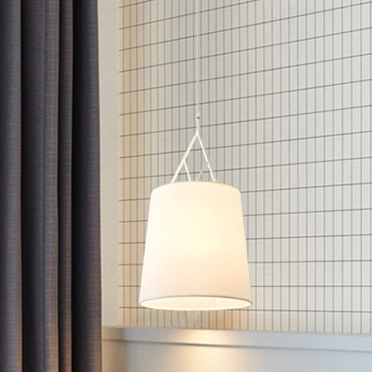 Nordic Hand Sewn Fabric Conic Pendant Lamp: Single Black/White Hanging Ceiling Light with Twig Arm