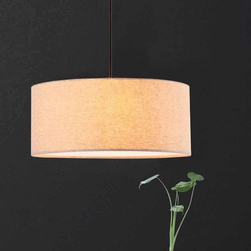 Minimalist Rounded Hanging Lamp in Apricot/Flaxen for Restaurants - 1-Light Fabric Pendant Lighting Fixture