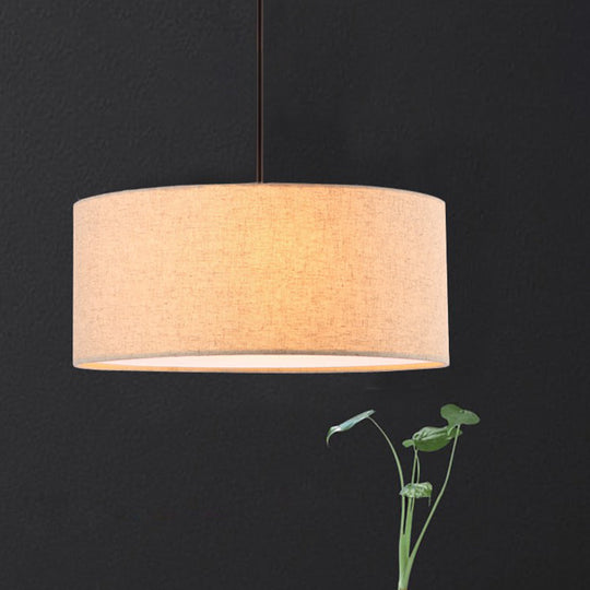 Minimalist Rounded Hanging Lamp in Apricot/Flaxen for Restaurants - 1-Light Fabric Pendant Lighting Fixture