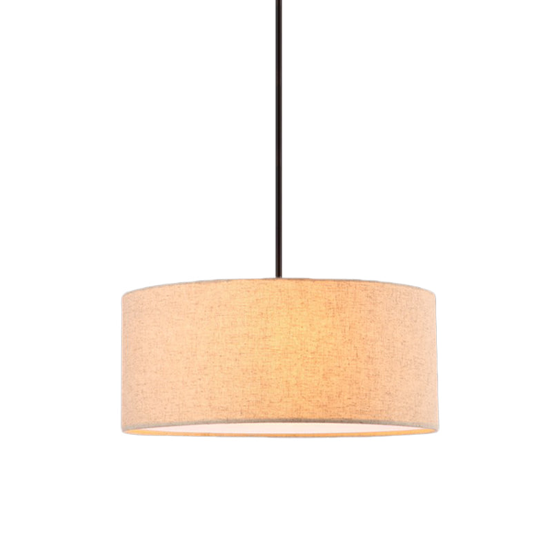 Minimalist Rounded Hanging Lamp in Apricot/Flaxen for Restaurants - 1-Light Fabric Pendant Lighting Fixture