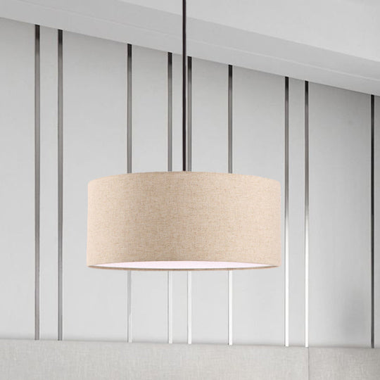 Minimalist Rounded Hanging Lamp in Apricot/Flaxen for Restaurants - 1-Light Fabric Pendant Lighting Fixture