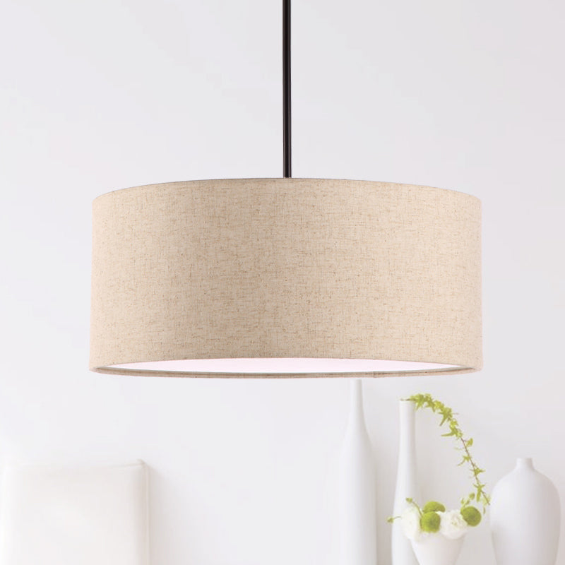 Minimalist Rounded Hanging Lamp in Apricot/Flaxen for Restaurants - 1-Light Fabric Pendant Lighting Fixture