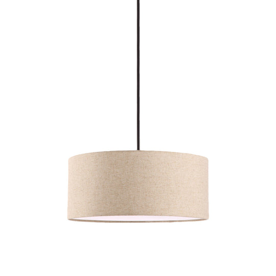 Minimalist Rounded Hanging Lamp in Apricot/Flaxen for Restaurants - 1-Light Fabric Pendant Lighting Fixture