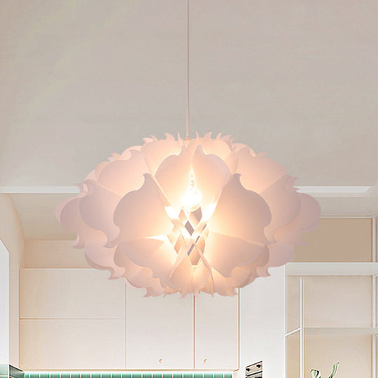 Modern White Floral Suspension Light - Acrylic Pendant for Table Overhead Lighting