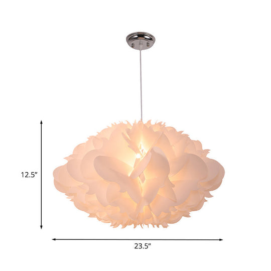 Modern White Floral Suspension Light - Acrylic Pendant for Table Overhead Lighting