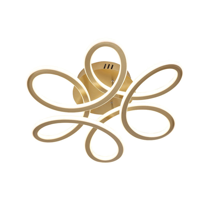 Modern Blooming Acrylic LED Flush Mount Ceiling Light in Gold/Coffee for Bedroom - Warm/White Lighting