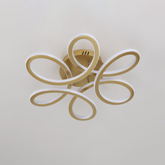 Modern Blooming Acrylic LED Flush Mount Ceiling Light in Gold/Coffee for Bedroom - Warm/White Lighting