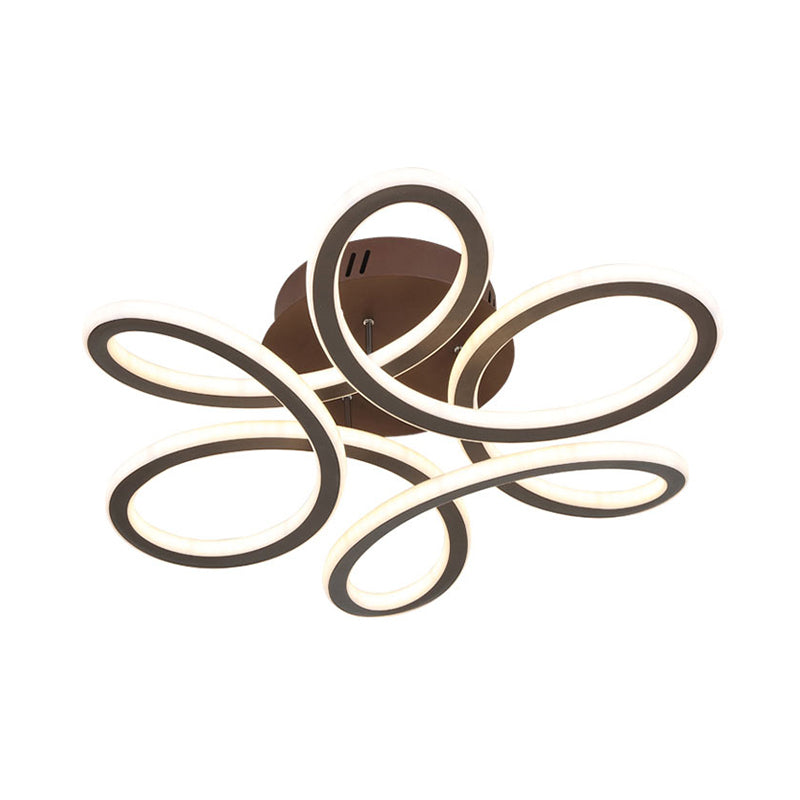 Modern Blooming Acrylic LED Flush Mount Ceiling Light in Gold/Coffee for Bedroom - Warm/White Lighting