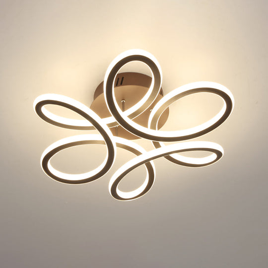 Modern Blooming Acrylic LED Flush Mount Ceiling Light in Gold/Coffee for Bedroom - Warm/White Lighting