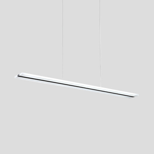 Minimalist Acrylic Linear Pendant LED Ceiling Lamp in Warm/White/Natural Light - Black