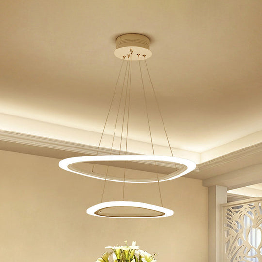 Minimalist Acrylic LED Chandelier - 2/3-Tier Triangular Lounge Pendant Light in Warm/White