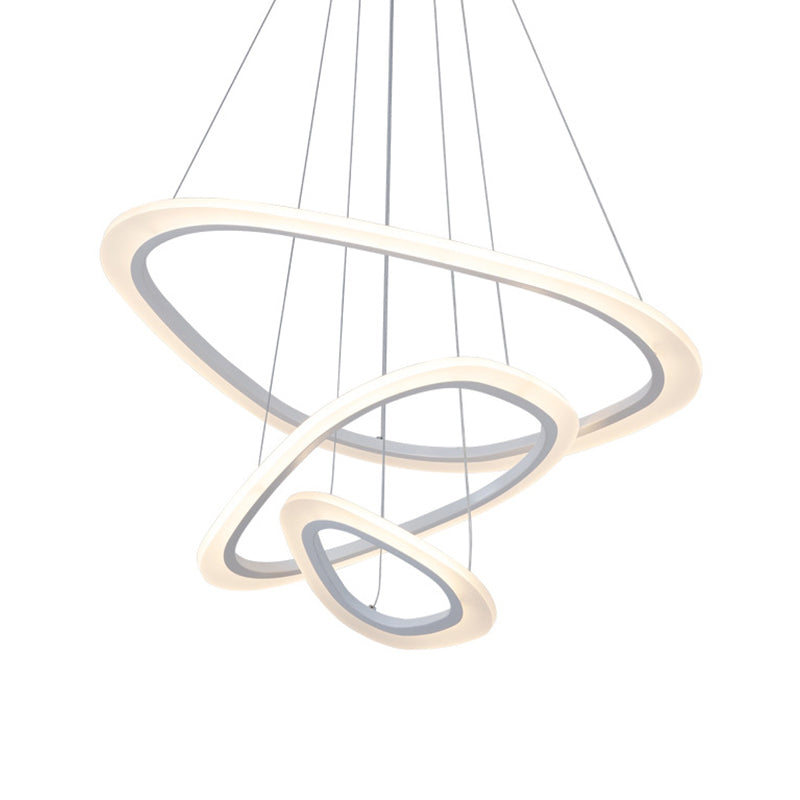 Minimalist Acrylic LED Chandelier - 2/3-Tier Triangular Lounge Pendant Light in Warm/White