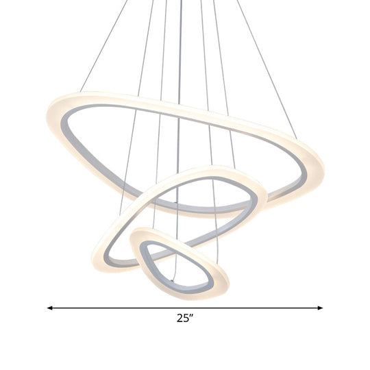 Minimalist Acrylic LED Chandelier - 2/3-Tier Triangular Lounge Pendant Light in Warm/White