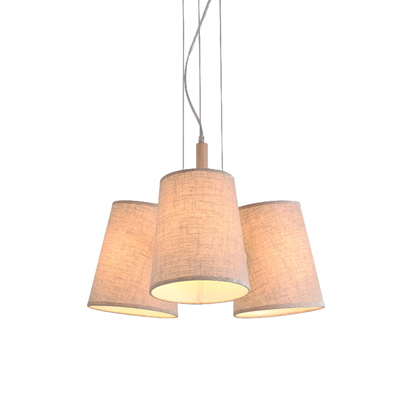 Nordic Flaxen Barrel Pendant Light with Fabric Shade - 3-Light Cluster, Perfect for Dining Room