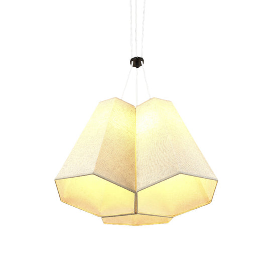 Modern White Hexagon Drop Pendant Ceiling Light with 3 Fabric Multi Bulbs