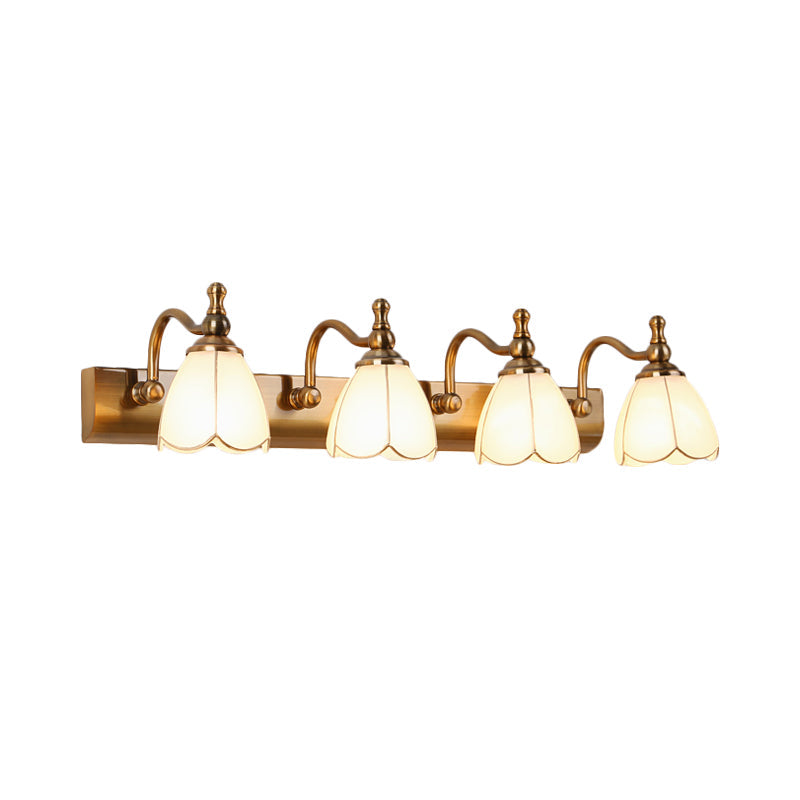 Ivory Glass Colonial Vanity Light in Gold- 1/2/3-Bulb Bathroom Wall Mount