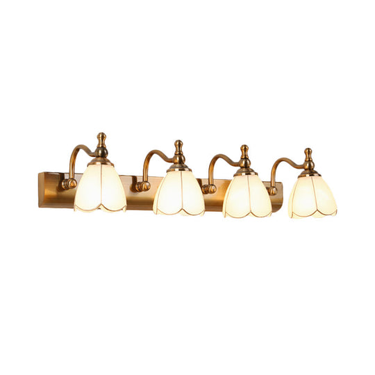 Ivory Glass Colonial Vanity Light in Gold- 1/2/3-Bulb Bathroom Wall Mount