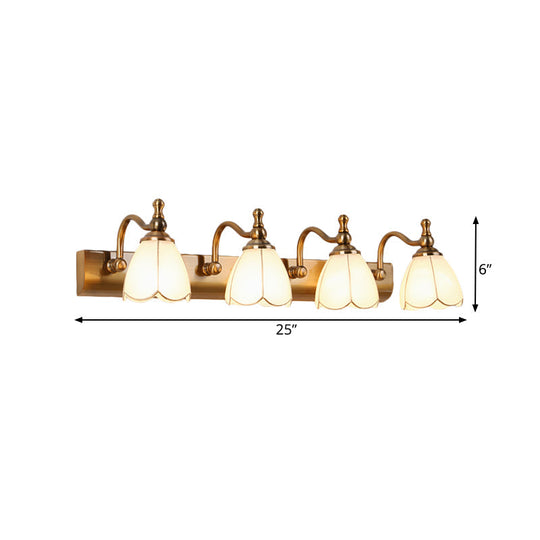 Ivory Glass Colonial Vanity Light in Gold- 1/2/3-Bulb Bathroom Wall Mount