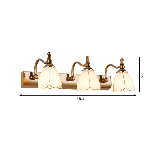 Ivory Glass Colonial Vanity Light in Gold- 1/2/3-Bulb Bathroom Wall Mount