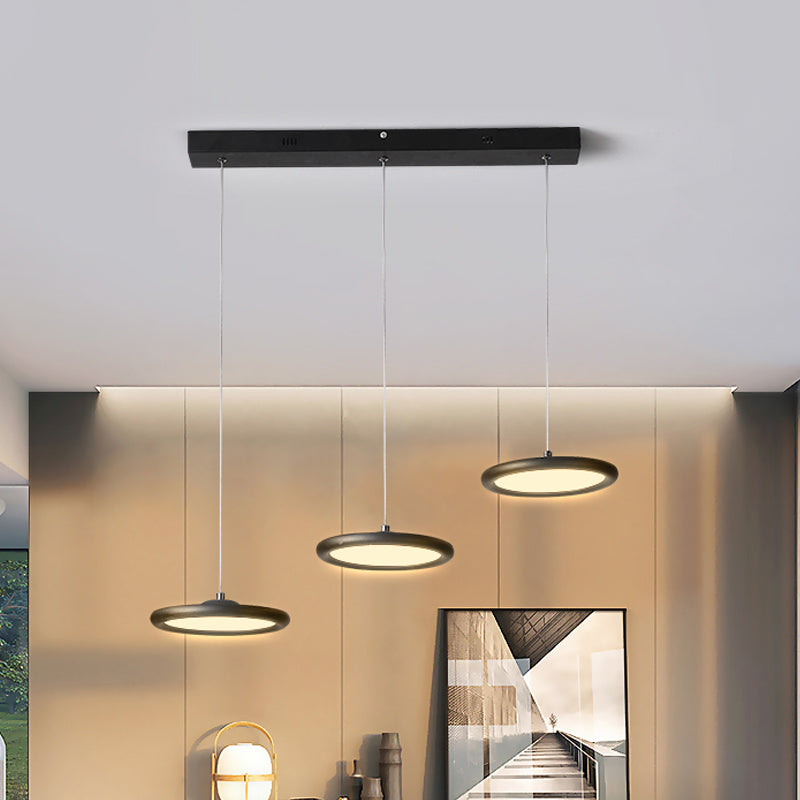 Minimalist Black/White Multi-Light Pendant with 3 Acrylic Disc Lights - Warm/White Light, Ideal for Kitchen Dinette