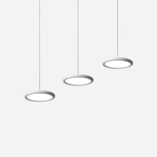 Minimalist Black/White Multi-Light Pendant with 3 Acrylic Disc Lights - Warm/White Light, Ideal for Kitchen Dinette