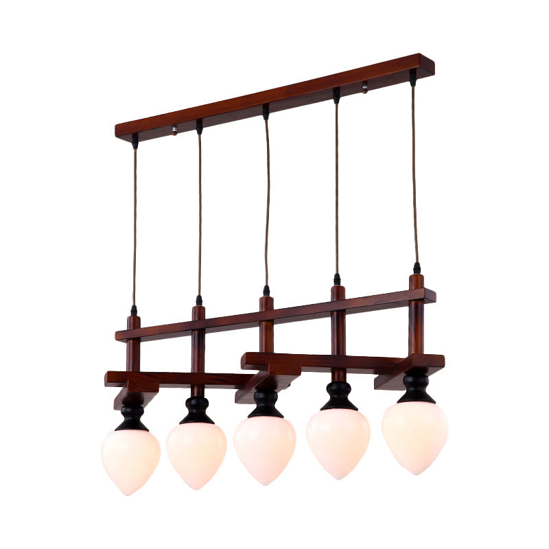 Retro Opal Glass Cluster Pendant Light with Brown Pear Suspension Lamp
