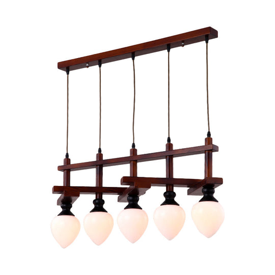 Retro Opal Glass Cluster Pendant Light with Brown Pear Suspension Lamp