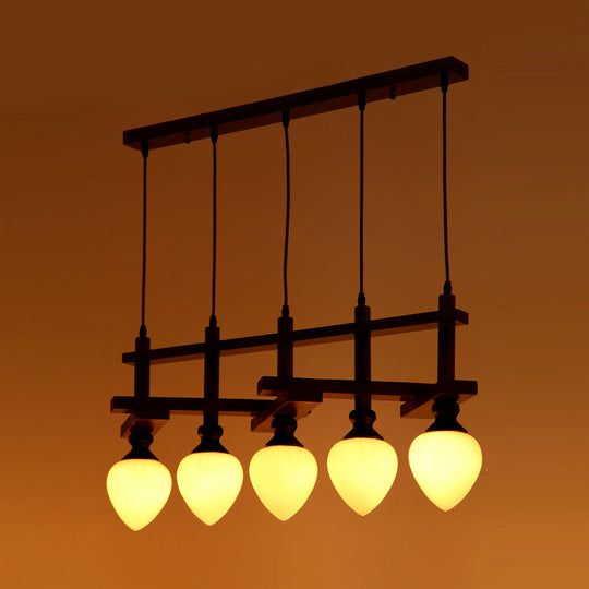 Retro Opal Glass Cluster Pendant Light with Brown Pear Suspension Lamp