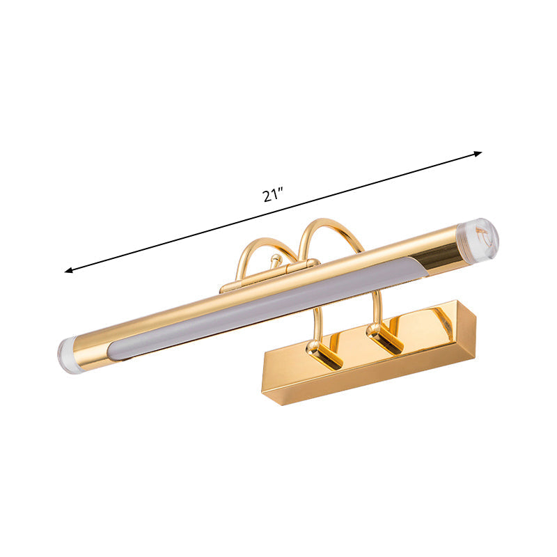 16"/21" Cylindrical Vanity Light in Metallic Gold - Modernism Style, LED, Warm/White Lighting